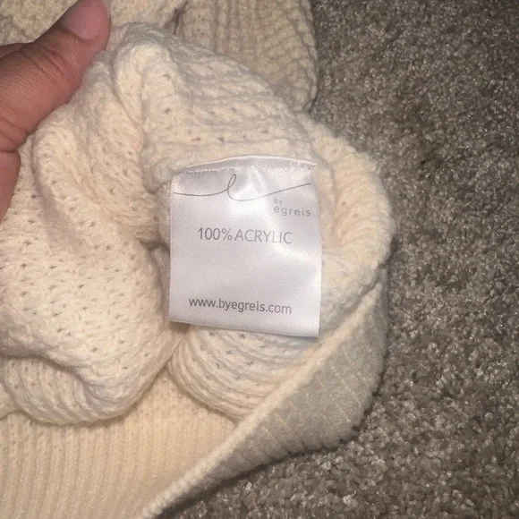 Byegreis Cream Open Neck Knit Sweater - Picture 3 of 7